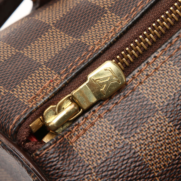 ルイ ヴィトン ダミエ パピヨン N51303 ブラウン PVC レザー ハンドバッグ レディース LOUIS VUITTON 中古