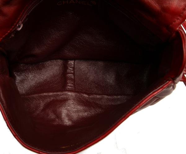 シャネル マトラッセ レッド ラムスキン 肩掛け ショルダーバッグ レディース CHANEL 中古