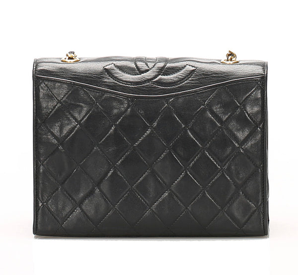 シャネル ブラック ラムスキン 肩掛け チェーン ショルダーバッグ レディース CHANEL 中古
