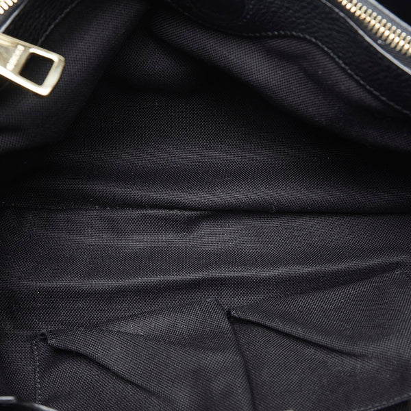 グッチ バンブーショッパー ミディアムトート ハンドバッグ ショルダーバッグ 2WAY 323660 ブラック レザー レディース GUCCI 【中古】