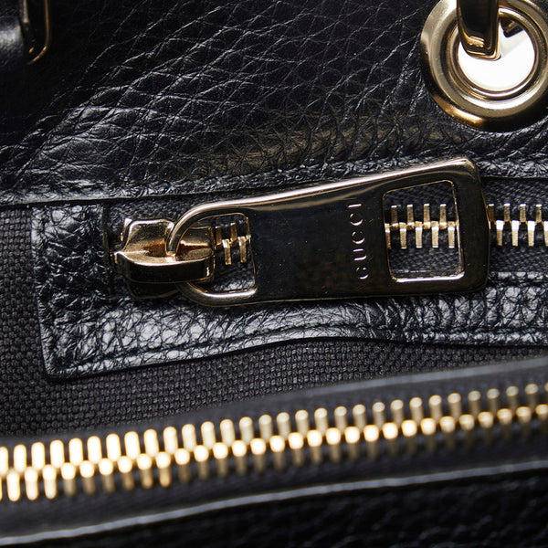 グッチ バンブーショッパー ミディアムトート ハンドバッグ ショルダーバッグ 2WAY 323660 ブラック レザー レディース GUCCI 【中古】