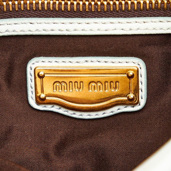 ミュウミュウ マテラッセ　 ハンドバッグ ショルダーバッグ 2WAY ライトブルー レザー レディース MIUMIU 【中古】