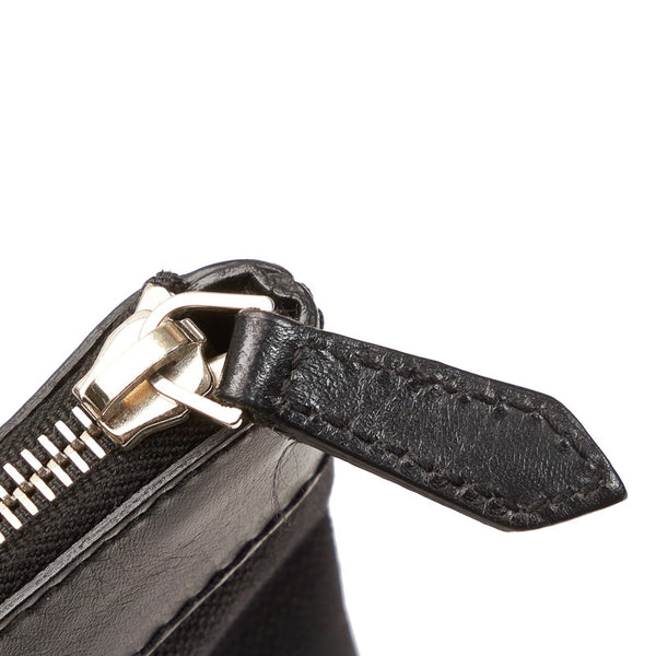 バレンシアガ ネイビー クリップ M クラッチバッグ 373834 ブラック キャンバス レザー メンズ BALENCIAGA 【中古】