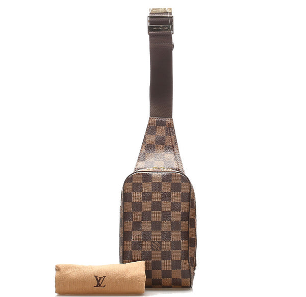 ルイ ヴィトン ダミエ ジェロニモス N51994 ブラウン PVC レザー ショルダーバッグ ユニセックス LOUIS VUITTON 中古