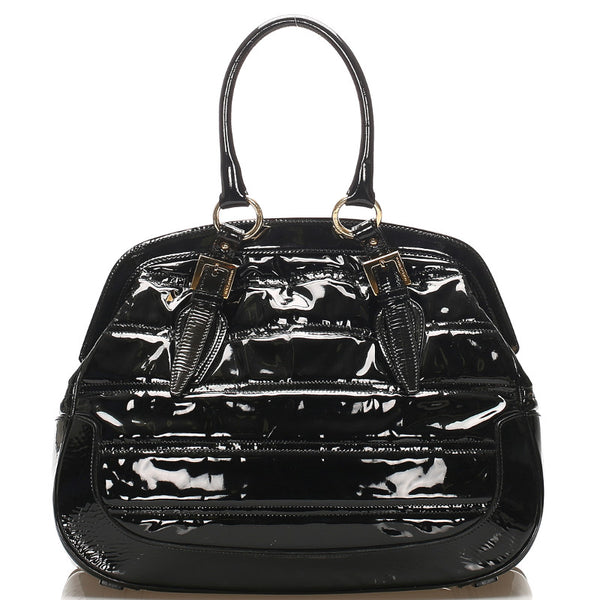 ドルチェアンドガッバーナ ブラック エナメル ハンドバッグ ショルダーバッグ 2WAY レディース DOLCE&GABBANA 中古