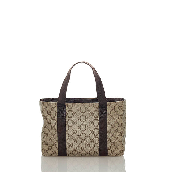 グッチ GGスプリーム 141976 ベージュ ブラウン PVC レザー ハンドバッグ レディース GUCCI 【中古】