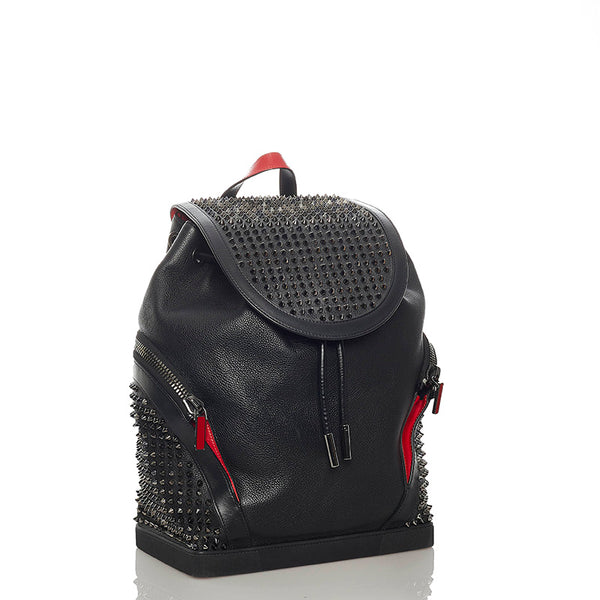 クリスチャンルブタン スパイクスタッズ ブラック レザー リュック バックパック  メンズ Christian Louboutin 【中古】