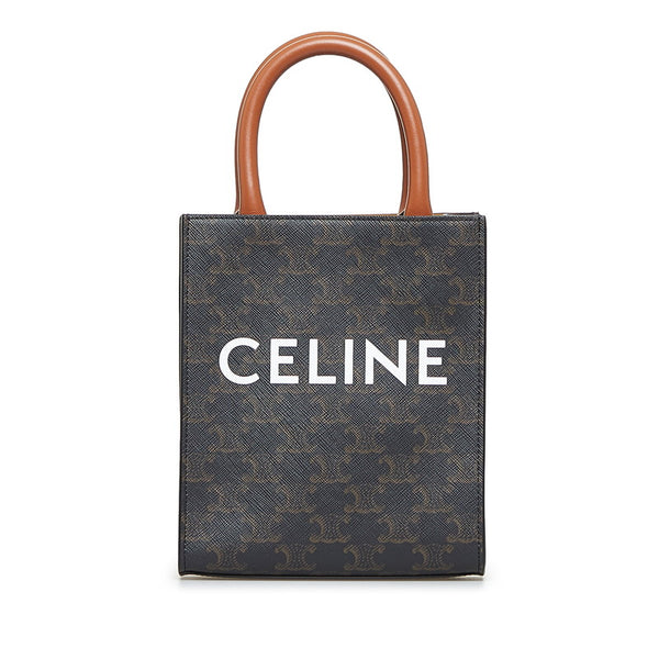セリーヌ バーティカルカバミニ トリオンフ ハンドバッグ ショルダーバッグ 2WAY ブラウン PVC レザー レディース CELINE 【中古】