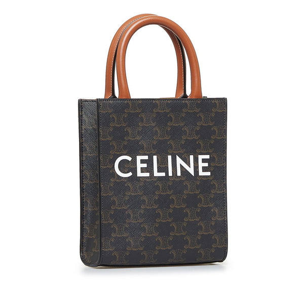 セリーヌ バーティカルカバミニ トリオンフ ハンドバッグ ショルダーバッグ 2WAY ブラウン PVC レザー レディース CELINE 【中古】