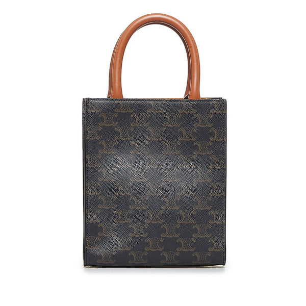 セリーヌ バーティカルカバミニ トリオンフ ハンドバッグ ショルダーバッグ 2WAY ブラウン PVC レザー レディース CELINE 【中古】