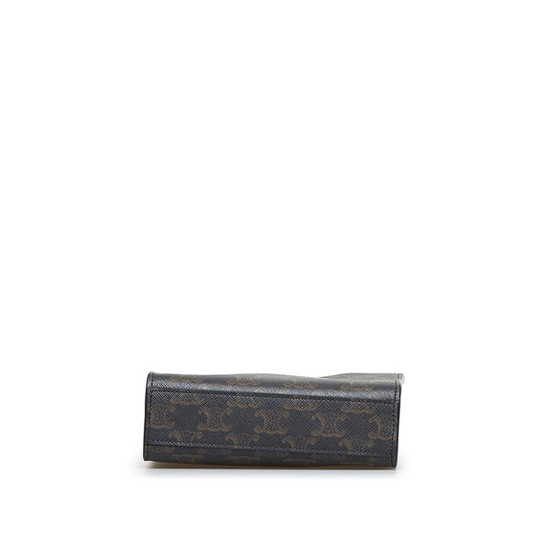 セリーヌ バーティカルカバミニ トリオンフ ハンドバッグ ショルダーバッグ 2WAY ブラウン PVC レザー レディース CELINE 【中古】