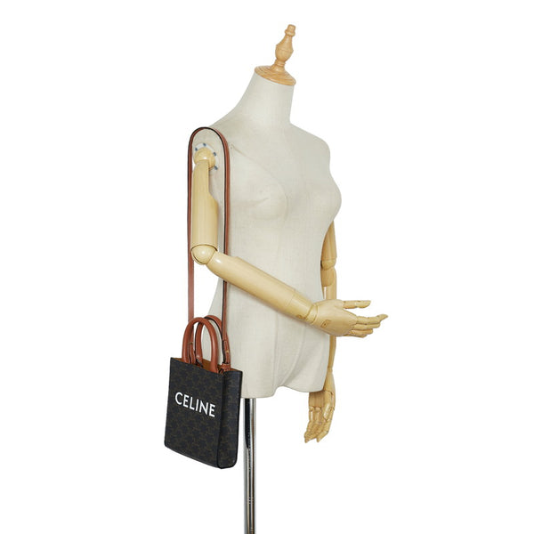 セリーヌ バーティカルカバミニ トリオンフ ハンドバッグ ショルダーバッグ 2WAY ブラウン PVC レザー レディース CELINE 【中古】