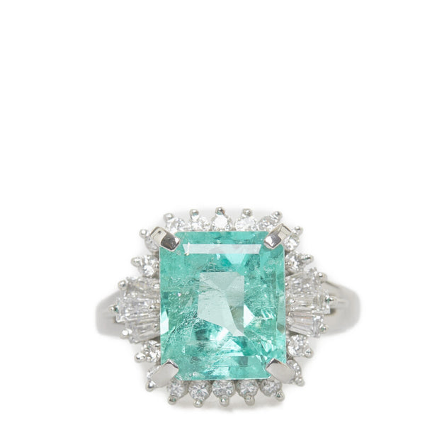Pt900 プラチナ エメラルド3.52ct ダイヤ0.50ct リング 指輪 レディース 12号 【中古】