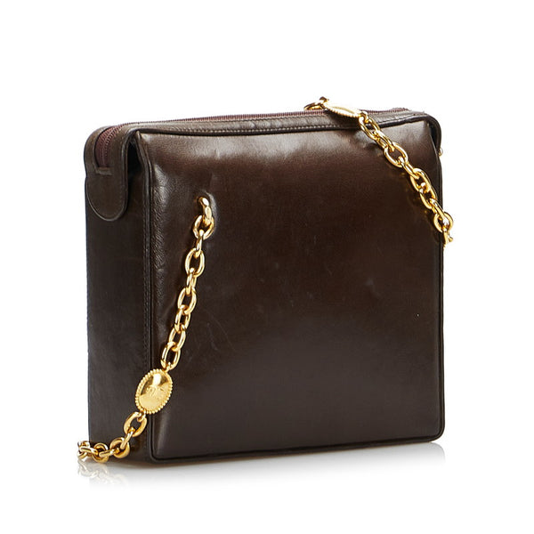 ディオール チェーン ショルダーバッグ ブラウン レザー レディース Dior 【中古】
