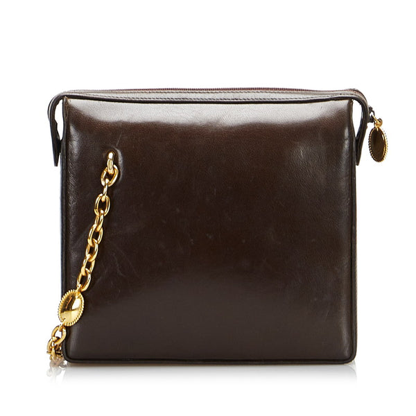 ディオール チェーン ショルダーバッグ ブラウン レザー レディース Dior 【中古】