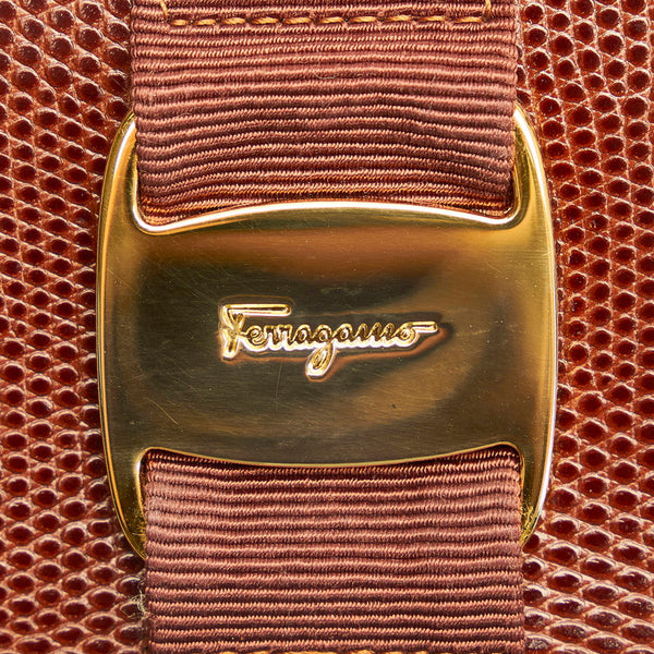 サルヴァトーレフェラガモ ヴァラリボン 二つ折り財布 223053 ブラウン レザー レディース Salvatore Ferragamo 【中古】