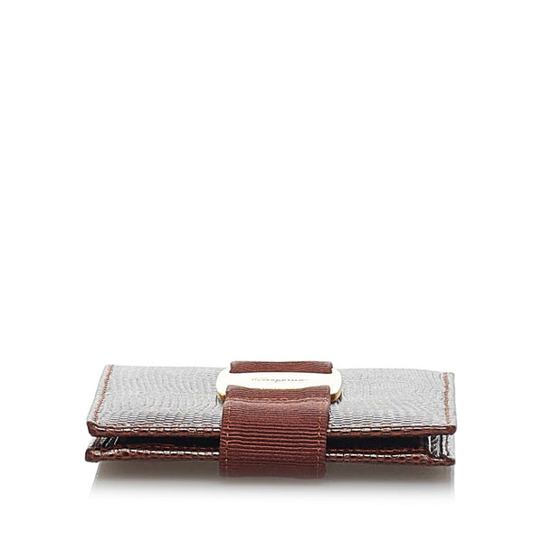 サルヴァトーレフェラガモ ヴァラリボン 二つ折り財布 223053 ブラウン レザー レディース Salvatore Ferragamo 【中古】