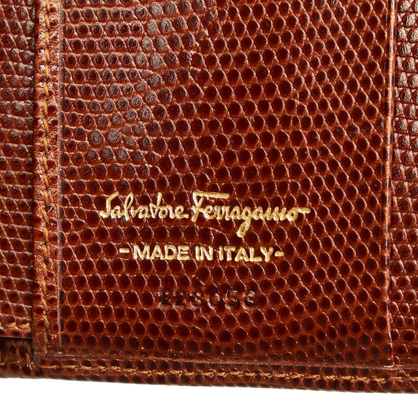 サルヴァトーレフェラガモ ヴァラリボン 二つ折り財布 223053 ブラウン レザー レディース Salvatore Ferragamo 【中古】