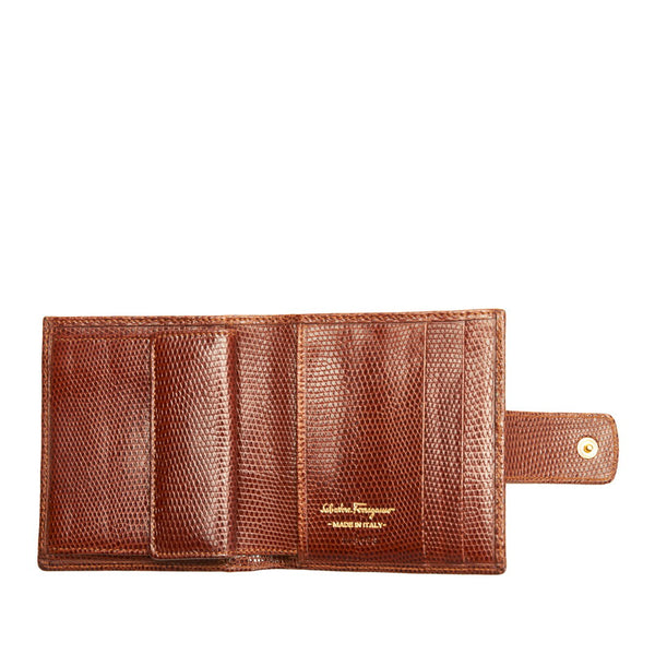 サルヴァトーレフェラガモ ヴァラリボン 二つ折り財布 223053 ブラウン レザー レディース Salvatore Ferragamo 【中古】