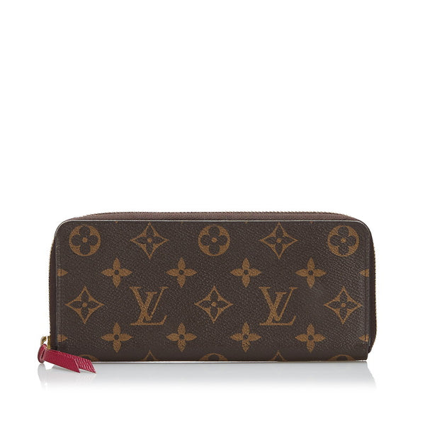 ルイ ヴィトン ポルトフォイユ クレマンス ラウンドファスナー 長財布 M60742 ブラウン フューシャ PVC レザー レディース LOUIS VUITTON 【中古】