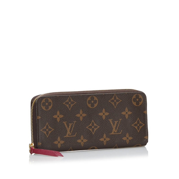 ルイ ヴィトン ポルトフォイユ クレマンス ラウンドファスナー 長財布 M60742 ブラウン フューシャ PVC レザー レディース LOUIS VUITTON 【中古】