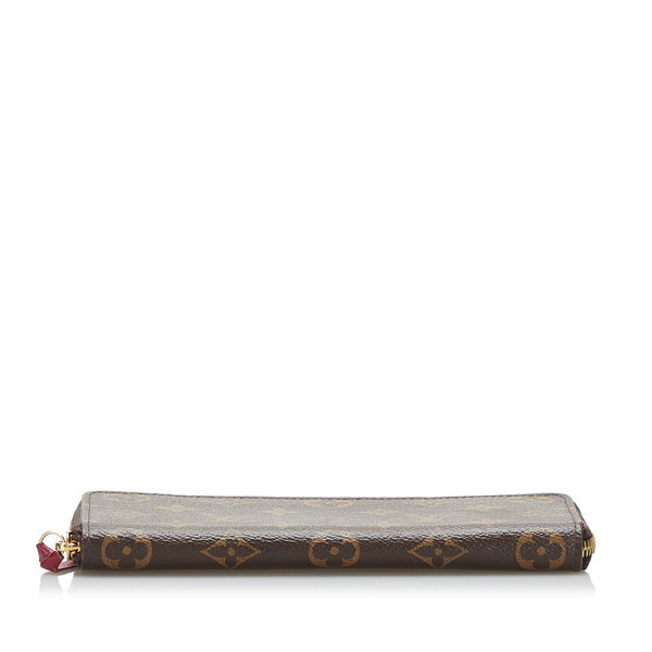 ルイ ヴィトン ポルトフォイユ クレマンス ラウンドファスナー 長財布 M60742 ブラウン フューシャ PVC レザー レディース LOUIS VUITTON 【中古】