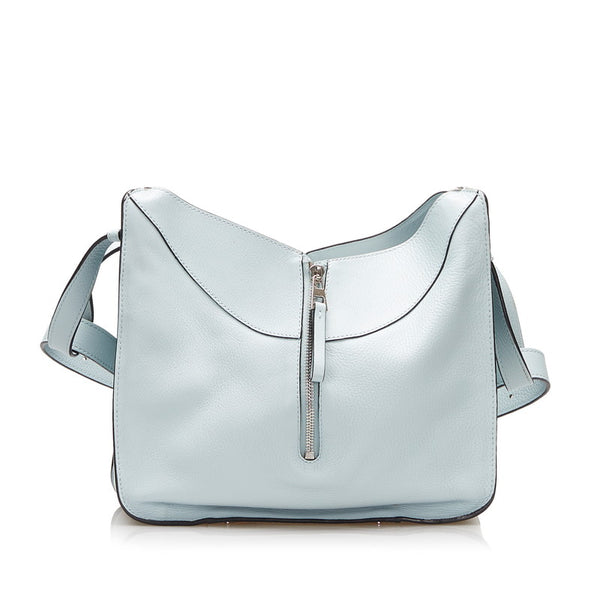 ロエベ ハンモック スモール ハンドバッグ ショルダーバッグ 2WAY ライトブルー レザー レディース LOEWE 【中古】
