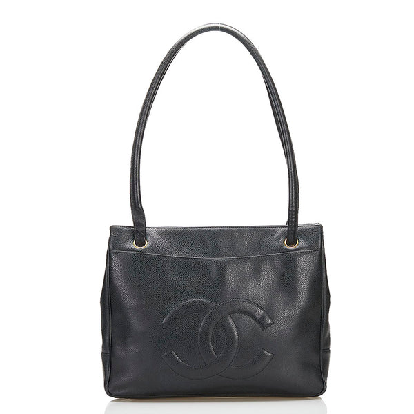 シャネル ココマーク トートバッグ ショルダーバッグ ブラック キャビアスキン レディース CHANEL 【中古】