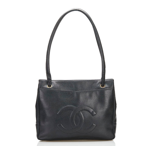 シャネル ココマーク トートバッグ ショルダーバッグ ブラック キャビアスキン レディース CHANEL 【中古】