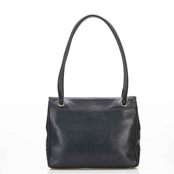 シャネル ココマーク トートバッグ ショルダーバッグ ブラック キャビアスキン レディース CHANEL 【中古】