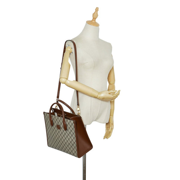 グッチ GGスモール トートバッグ ショルダーバッグ 2WAY 659983 ベージュ ブラウン PVC レザー レディース GUCCI 【中古】