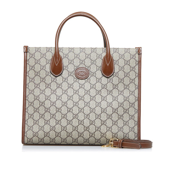 グッチ GGスモール トートバッグ ショルダーバッグ 2WAY 659983 ベージュ ブラウン PVC レザー レディース GUCCI 【中古】