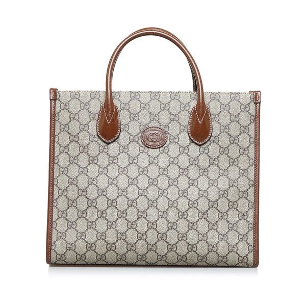 グッチ GGスモール トートバッグ ショルダーバッグ 2WAY 659983 ベージュ ブラウン PVC レザー レディース GUCCI 【中古】