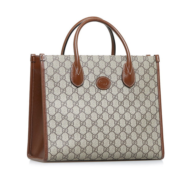 グッチ GGスモール トートバッグ ショルダーバッグ 2WAY 659983 ベージュ ブラウン PVC レザー レディース GUCCI 【中古】