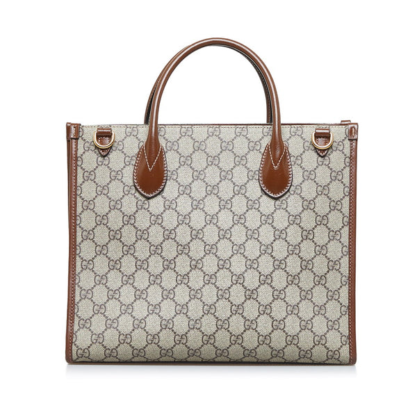 グッチ GGスモール トートバッグ ショルダーバッグ 2WAY 659983 ベージュ ブラウン PVC レザー レディース GUCCI 【中古】