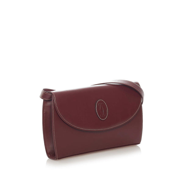 カルティエ マストライン 斜め掛け ショルダーバッグ ボルドー レザー レディース CARTIER 【中古】
