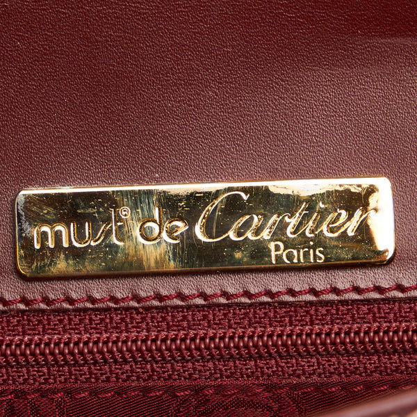 カルティエ マストライン 斜め掛け ショルダーバッグ ボルドー レザー レディース CARTIER 【中古】