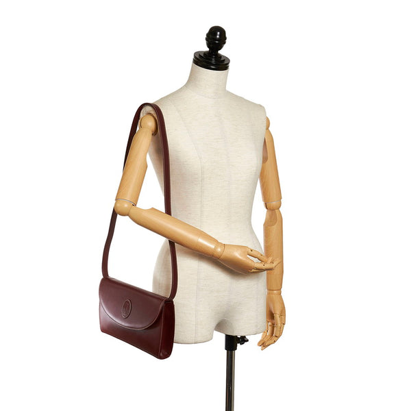 カルティエ マストライン 斜め掛け ショルダーバッグ ボルドー レザー レディース CARTIER 【中古】