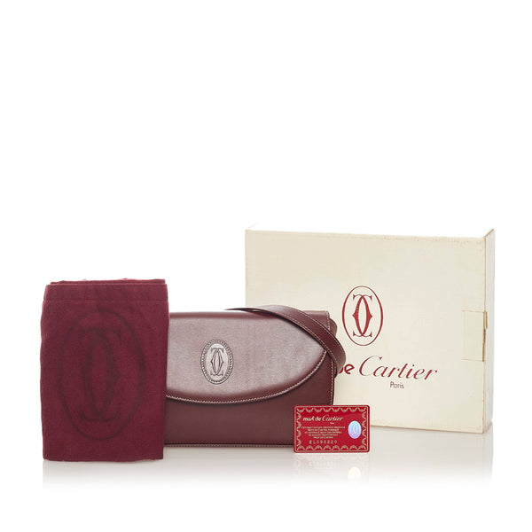 カルティエ マストライン 斜め掛け ショルダーバッグ ボルドー レザー レディース CARTIER 【中古】