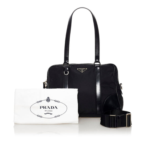 プラダ テスート ハンドバッグ ショルダーバッグ 2WAY ブラック ナイロン レザー レディース PRADA 【中古】