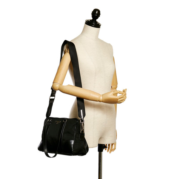 プラダ テスート ハンドバッグ ショルダーバッグ 2WAY ブラック ナイロン レザー レディース PRADA 【中古】