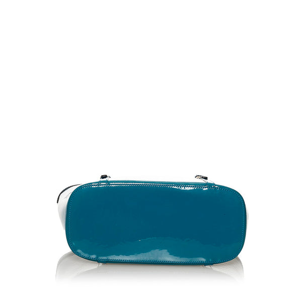 グッチ マイクログッチシマ トートバッグ 336776 ブルー グリーン エナメル レディース GUCCI 【中古】