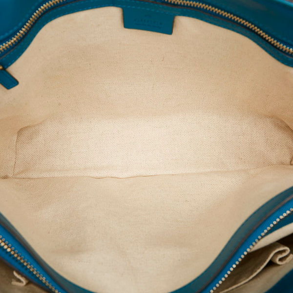 グッチ マイクログッチシマ トートバッグ 336776 ブルー グリーン エナメル レディース GUCCI 【中古】