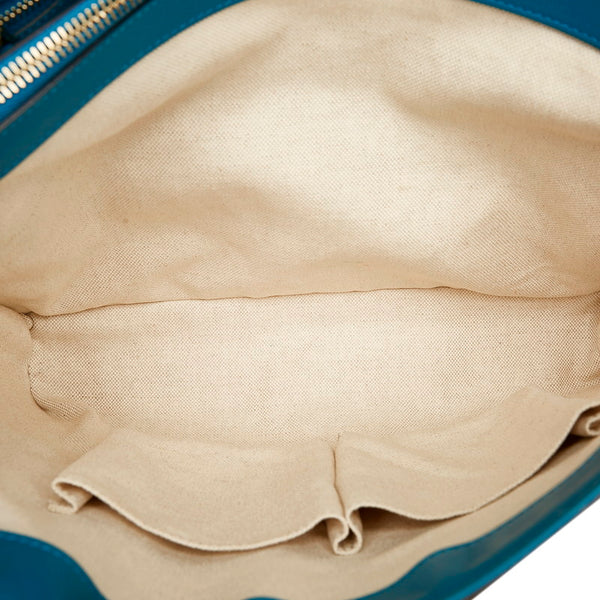 グッチ マイクログッチシマ トートバッグ 336776 ブルー グリーン エナメル レディース GUCCI 【中古】