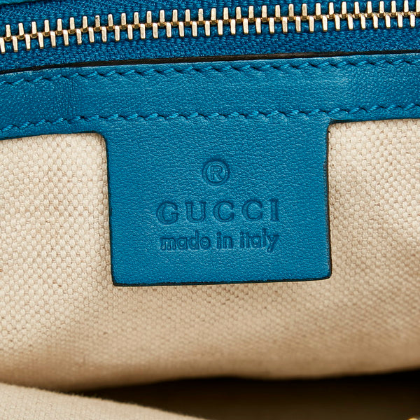 グッチ マイクログッチシマ トートバッグ 336776 ブルー グリーン エナメル レディース GUCCI 【中古】