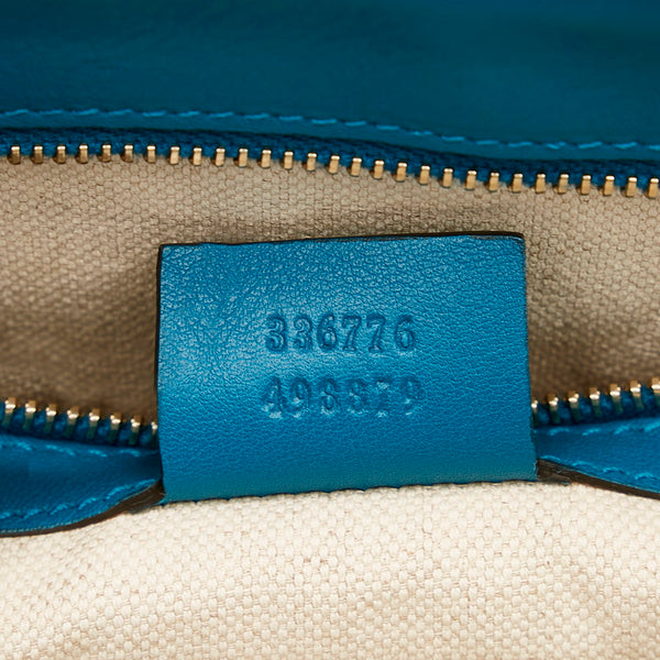 グッチ マイクログッチシマ トートバッグ 336776 ブルー グリーン エナメル レディース GUCCI 【中古】