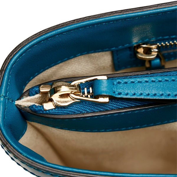 グッチ マイクログッチシマ トートバッグ 336776 ブルー グリーン エナメル レディース GUCCI 【中古】