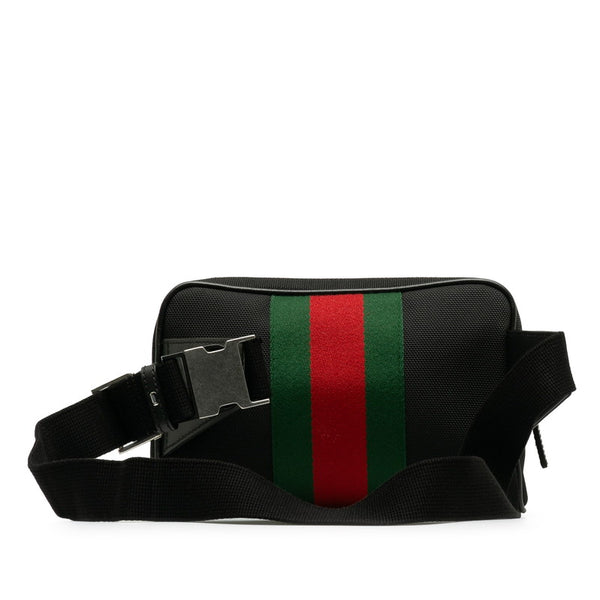グッチ シェリーライン ボディバッグ ウエストバッグ ショルダーバッグ 630919 ブラック キャンバス レザー メンズ GUCCI 【中古】