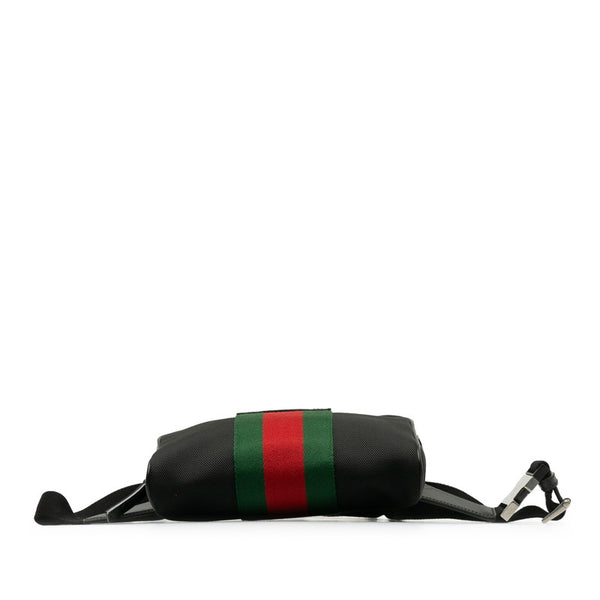グッチ シェリーライン ボディバッグ ウエストバッグ ショルダーバッグ 630919 ブラック キャンバス レザー メンズ GUCCI 【中古】
