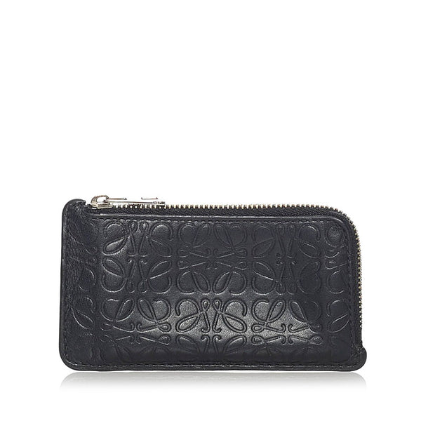 ロエベ リピートアナグラム カードケース ブラック レザー レディース LOEWE 【中古】